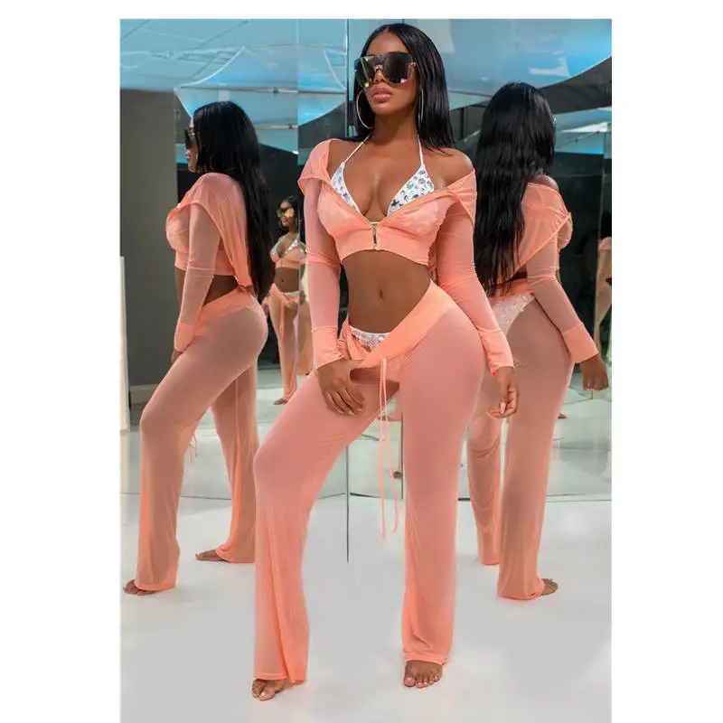 Лето 2020 Vadim Modis Пляжная накидка купальник прозрачный сетчатый укороченный топ и