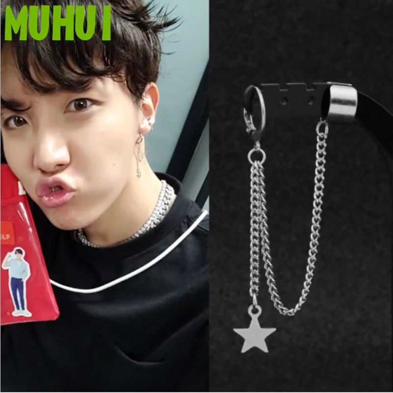 Бесплатная доставка 1 шт. Kpop Star J HOPE простой зажим для ушей звезда кисточки