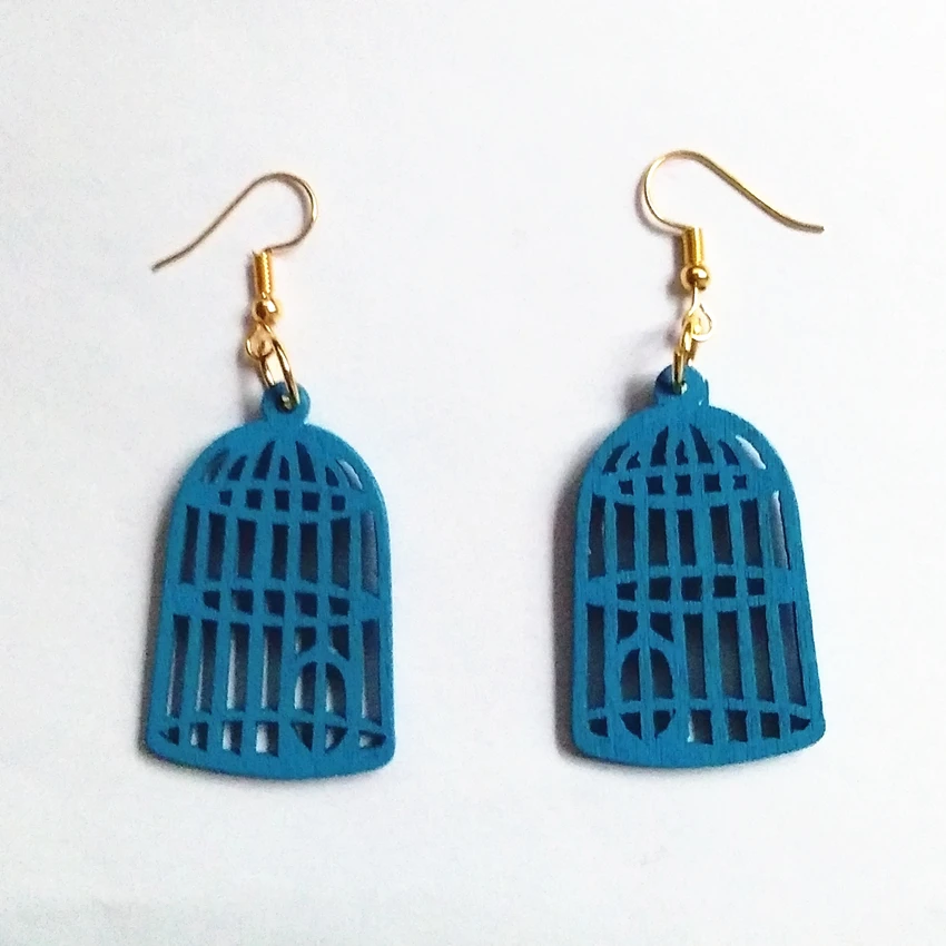 

Fashion Wooden Bird House Design Drop Earrings Clip Earrings Romantic Party Gifts For Women Girls Jewelry