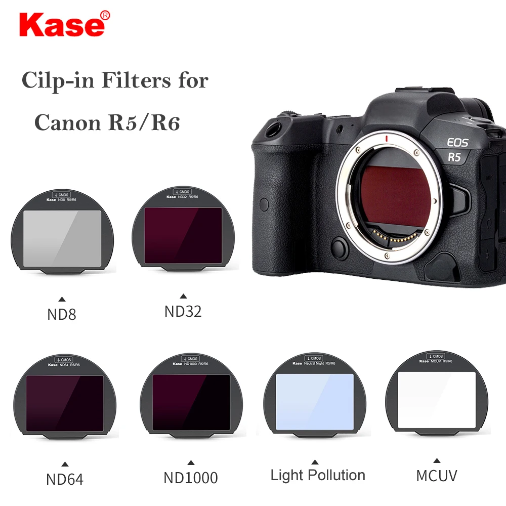 Filtro de Poluição Clara para Câmera Kase Built-in Cmos Protetor Mcuv – Densidade Neutra Nd1000 Nd64 Nd8 Canon r5 r6
