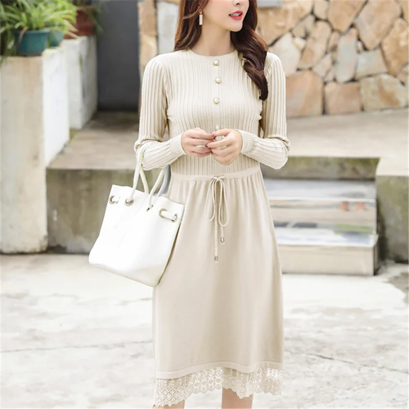 Корейское модное платье-свитер элегантные женские вязаные платья Vestidos De Fiesta