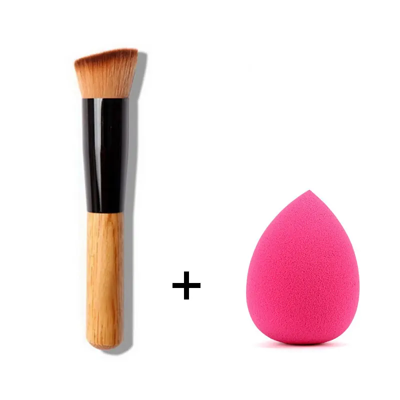 

Makeup Brushes Wood Handle Powder Concealer Blush Foundation Face Makeup Brush Sponge for Liquid Cream Powder Beauty Makeup Tool