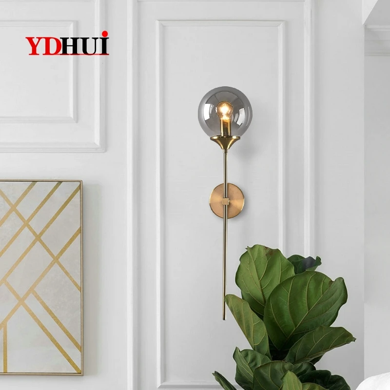 Современная стеклянная настенная лампа Золотой светодиодный светильник для