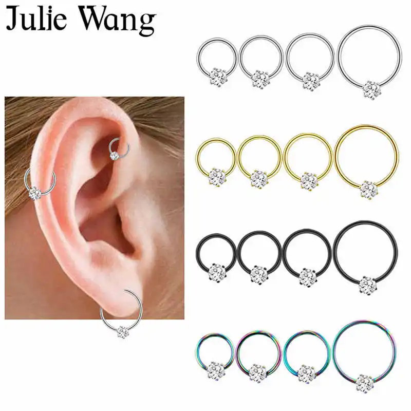 Женские серьги гвоздики с цирконием Julie Wang 4 шт./компл. круглые сережки разных