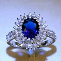 ring sunshine women jewelry oval cut blue alloysize 6 10 wedding