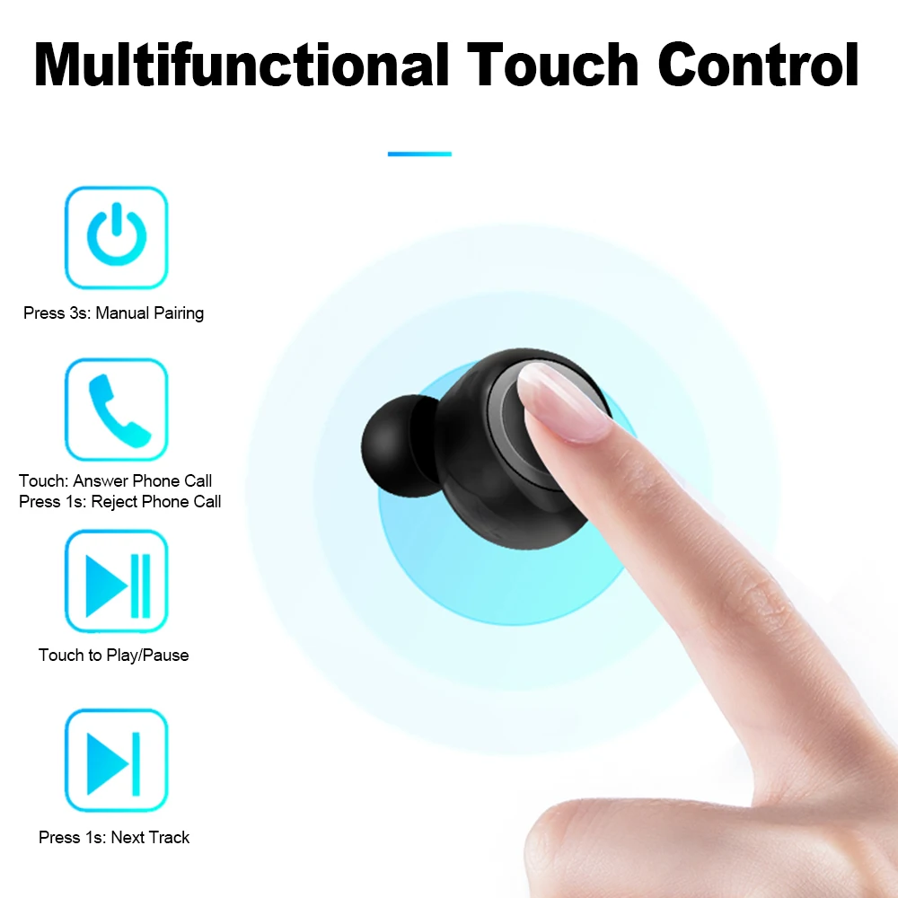 SQ W1 TWS беспроводные Bluetooth наушники Наушники BT5.0 с шумоподавлением и сенсорным