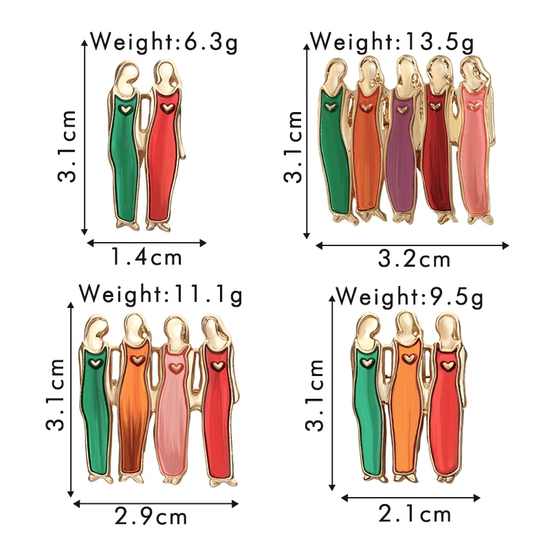 Эмалированная булавка с изображением сердца подруги и девушки винтажная Женская