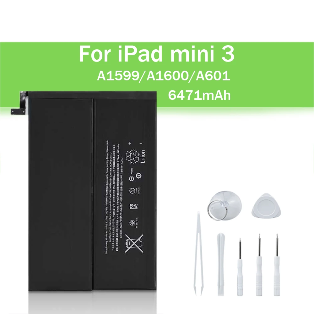 Сменный аккумулятор для iPad mini 2 3 A1489 A1490 A1599 A1600 A1601 6471 мА · ч с набором инструментов