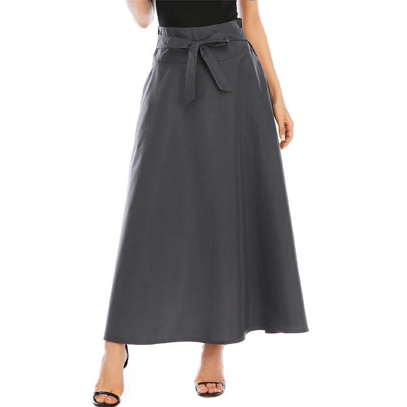 Женские юбки с карманами модная однотонная большая юбка-качели длинная юбка