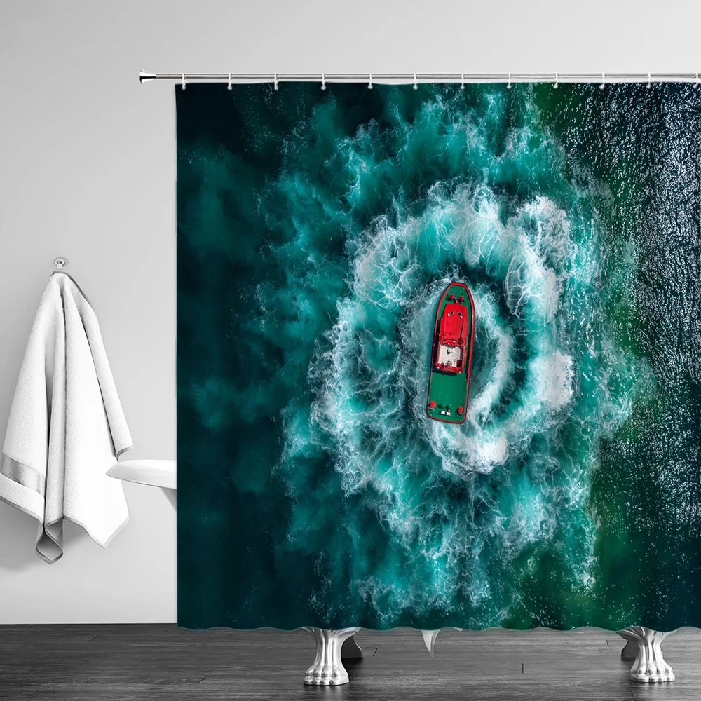 Занавеска для душа s Водонепроницаемая тканевая штора с зеленым лугом цветами