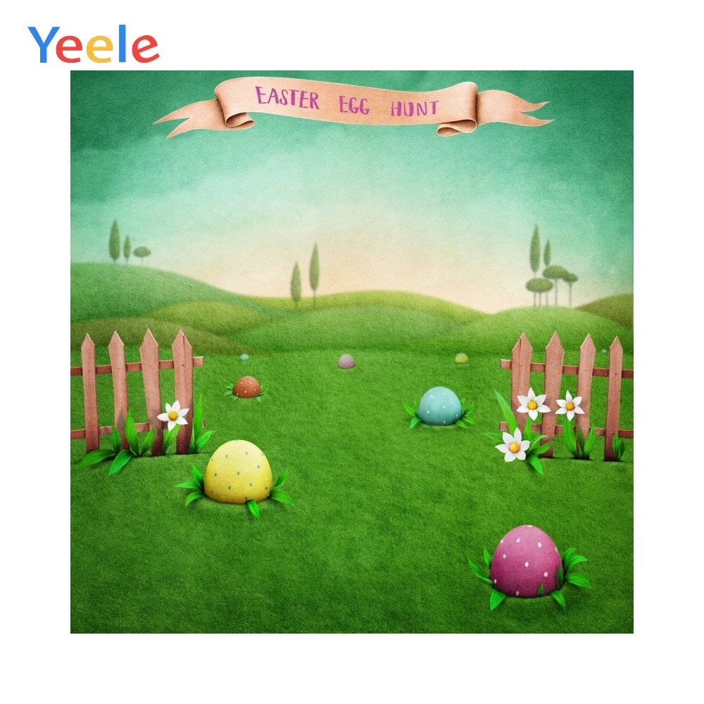 

Dreamy Spring Lawn Easter Festival Eggs Baby Portrait Customized Photography Backgrounds Photographic Backdrops For Photo Studio