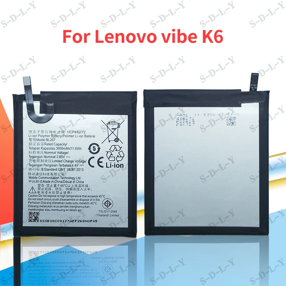Для Lenovo Vibe K6 BL267 5 0 3000 мАч аккумулятор Сменный для сотового телефона + отслеживание