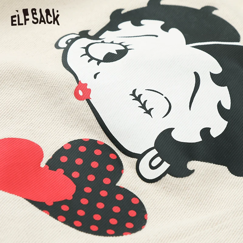 ELFSACK женские штаны-шаровары с мультяшным принтом, Новинка осени, хлопковые прямые брюки, уличная одежда, повседневные женские штаны со средней талией
