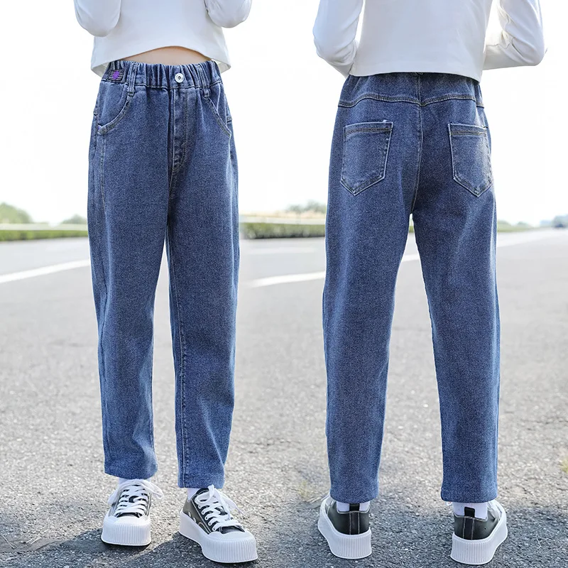 

Girls' jeans spring and autumn 2021 new children's casual trousers outer wear spring children's pants