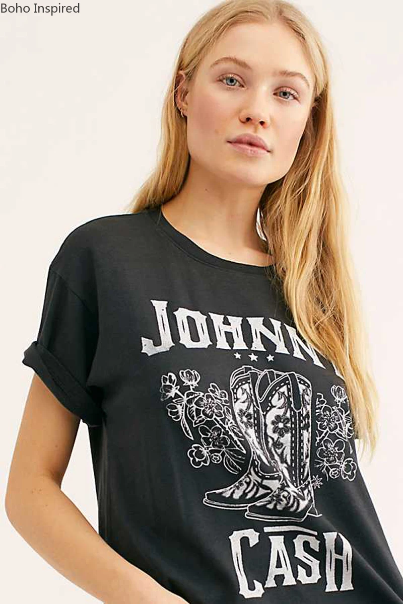 Богемный Вдохновленный кантри роуд Футболка женская белая хлопковая с графикой