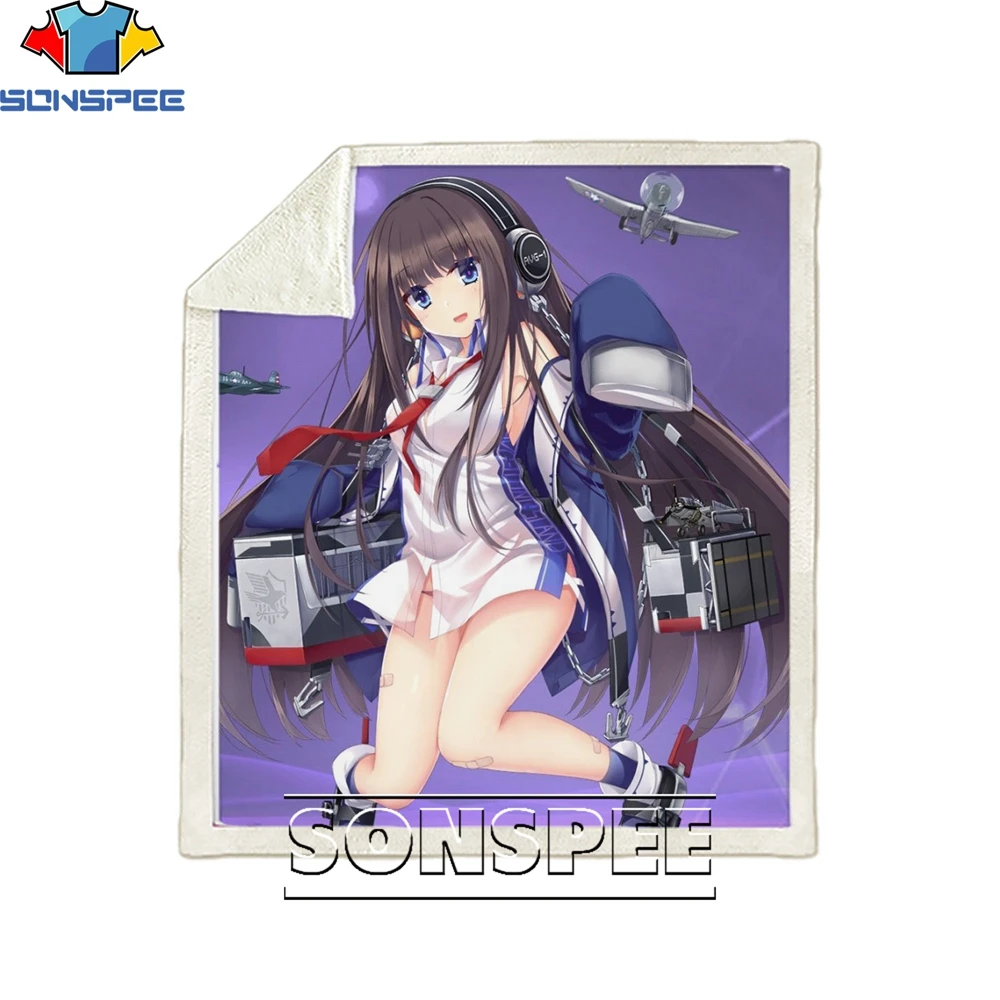 

SONSPEE 3D Anime Azur Lane Printed Blanket Men's Ladies Single Dormitory Sofa Beach Battleship Beauty Commander Fashion Bedding