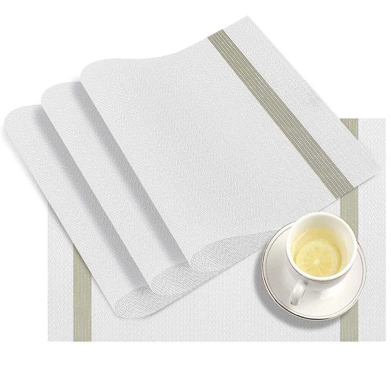 

Placemat Heat-Resistant Dining Table Placemat Mat Waterproof and Oil-Proof Room Table Mat 4 (White)