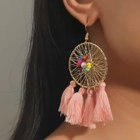 earrings 2021 trend womens bohemian trend geometric tassel bead earrings ins personality simple earrings for women