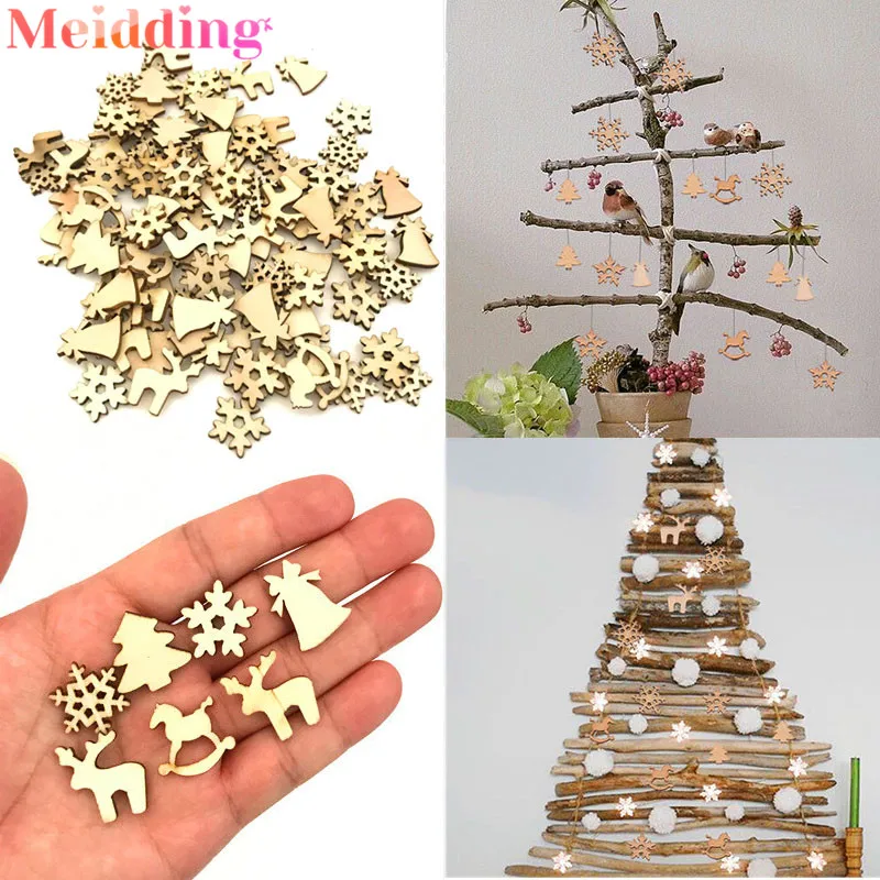 100 шт деревянные рождественские украшения мини Рождественские Елочные Украшения