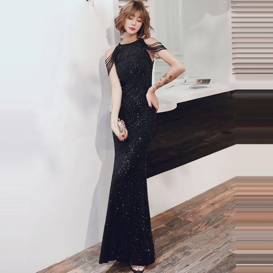 Вечернее платье Русалочки с лямкой на шее 2019 сексуальное De Soiree K035 элегантное