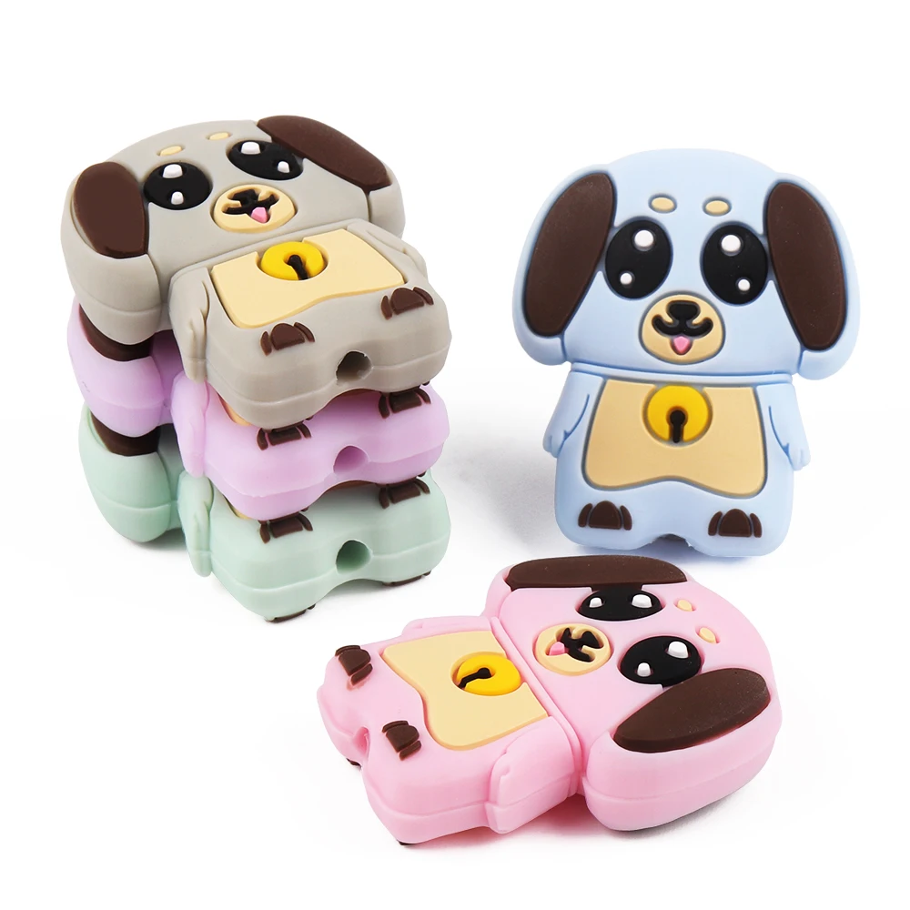 TYRY.HU-Cuentas de silicona de dibujos animados para beb&eacute;, juguete DIY para chupete, mordedor para reci&eacute;n nacido, 5 uds.-2
