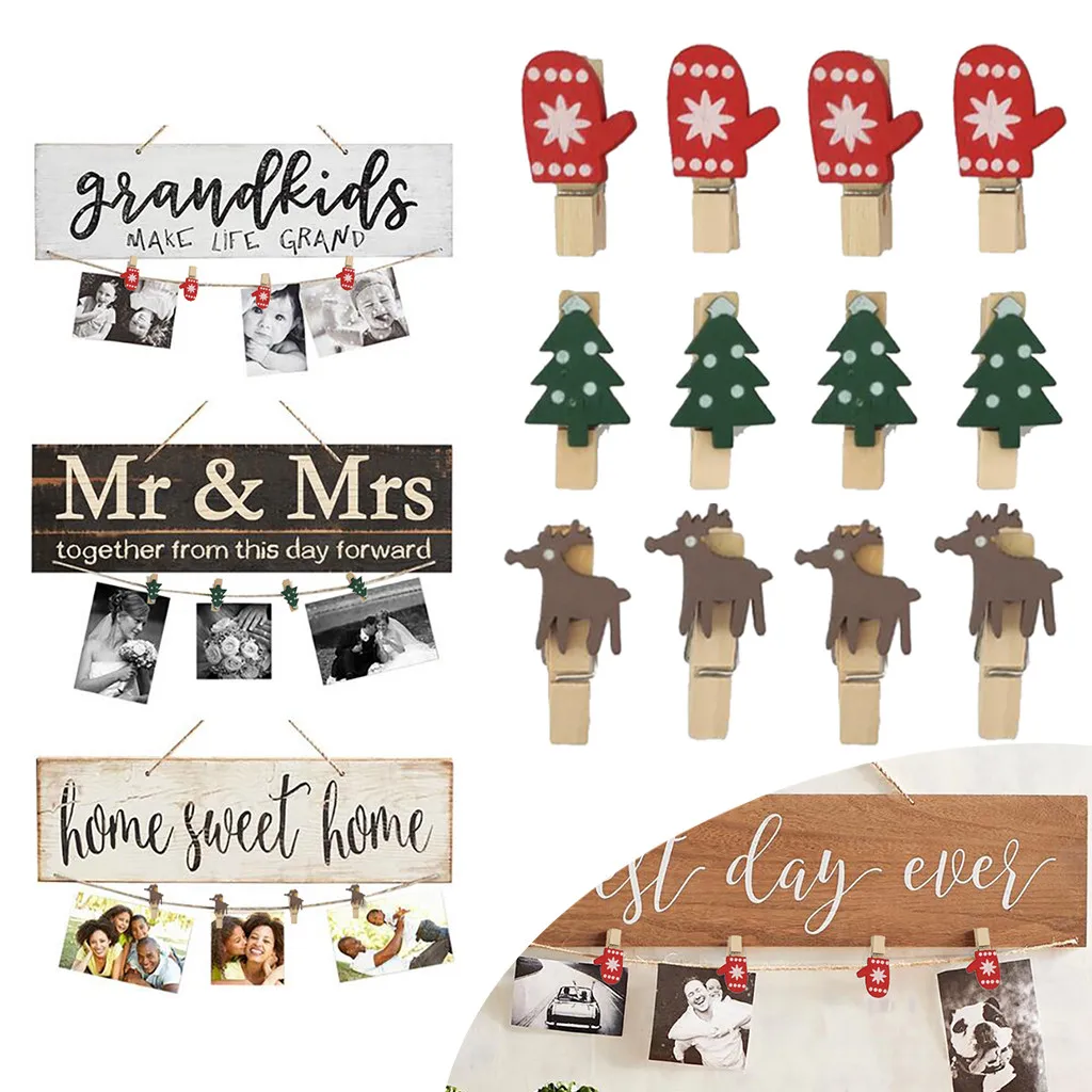 Фотофоны с зажимом 24 шт. сумка рождественские деревянные декорации зажим шпагаты