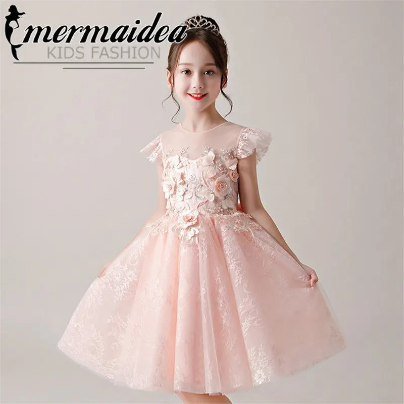 Милое розовое платье с цветами на день рождения свадьбу вечеринку выпускной