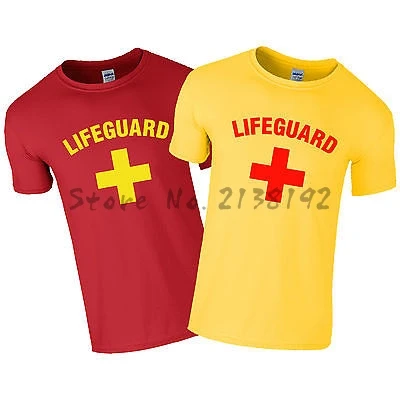 Мужская футболка LIFEGUARD CROSS +-красная/желтая маскарадная Одежда LIFE GUARD Вечерние |