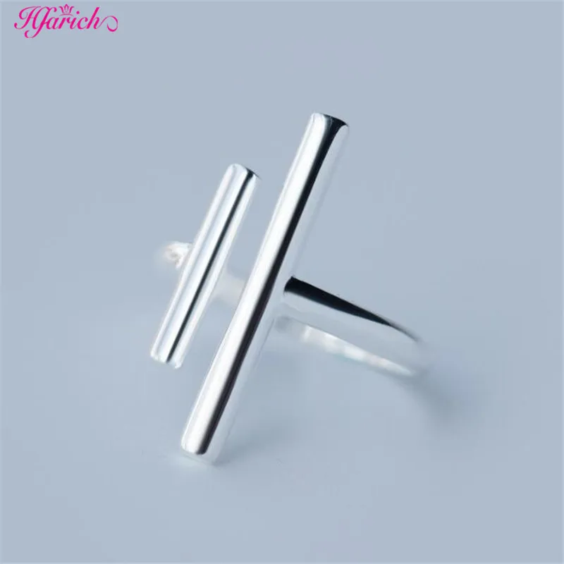 

Minimalist Jewelry Silver Color Geometric Double T Rings for Women Double Bar Adjustable Finger Ring Bague Femme Birthday Gift