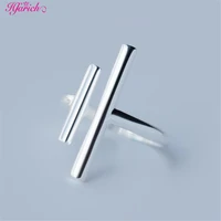 minimalist jewelry silver color geometric double t rings for women double bar adjustable finger ring bague femme birthday gift
