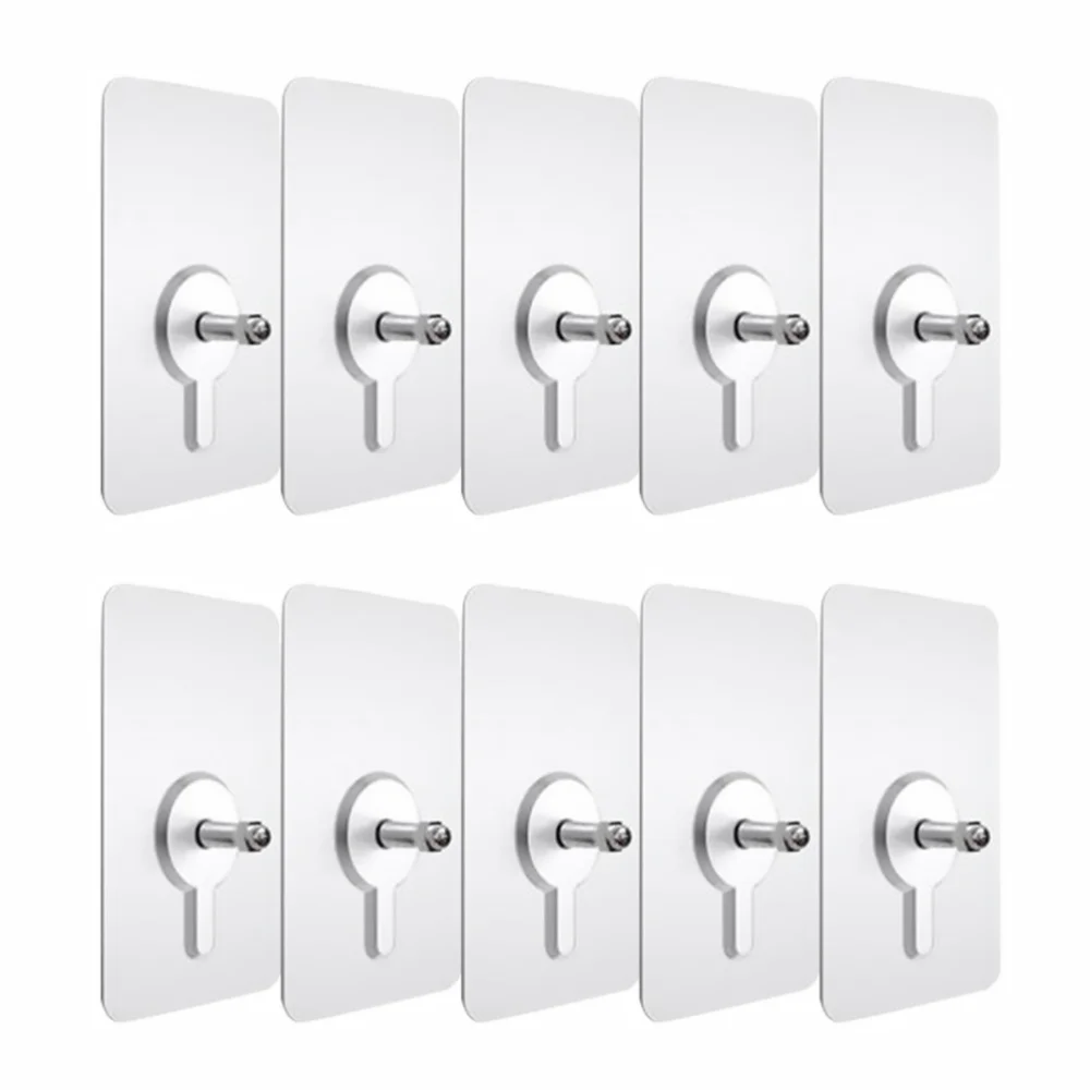 

10pcs Furniture Clear Hanger Pads with Screws Non-Trace Hook Kitchen Sticker
