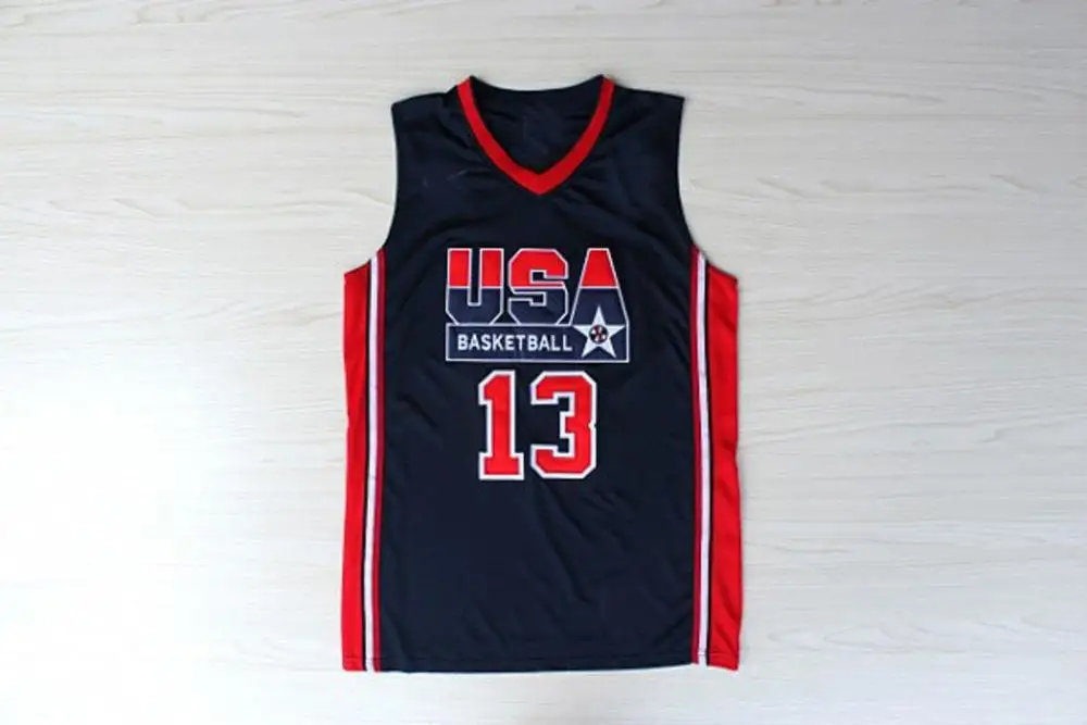 

12 Kinds of Men's No.4 to No.15 USA Basketball Mesh Embroidery Quick-drying Breathable White&Blue BHome 1992 Dream Team Jerseys