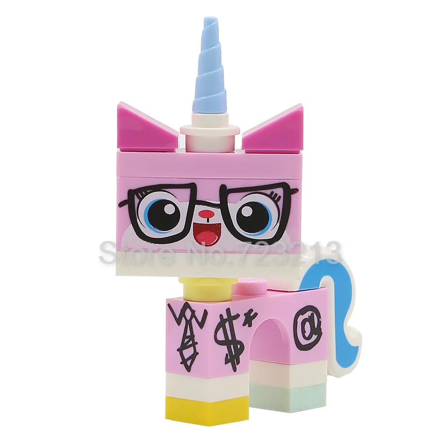 Мультяшная милая фигурка кошки Unikitty Queasy Biznis злый Китти Астро строительные блоки