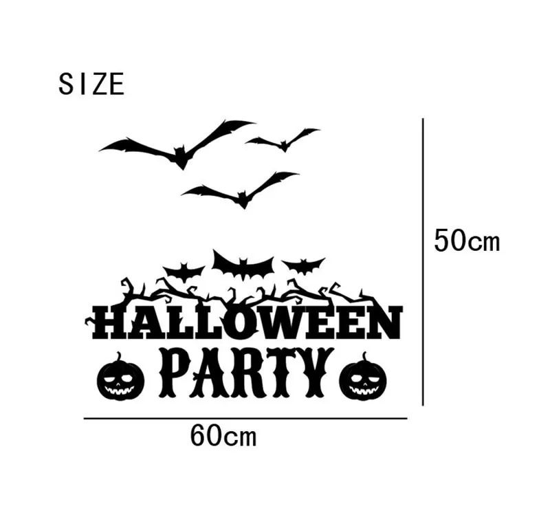 Счастливый Хэллоуин ведьма летучие мыши Наклейка на стену модные 3D DIY наклейки