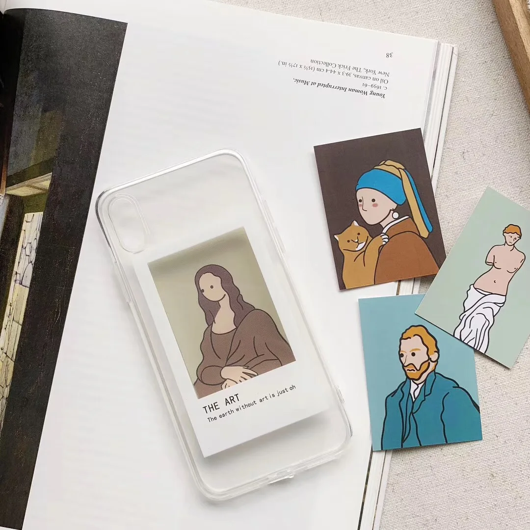 Прозрачный арт Картина маслом чехол для карт телефона iphne Xs MAX XR X 6 s 7 8 plus рамка