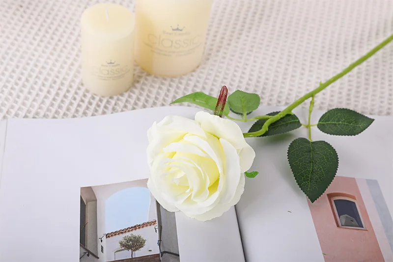 Erxiaobao Brand New Gradient Rose Artificial Flowers High Quality Fake Silk Wedding Flower for Home Living Room Decoration