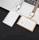 Бизнес работы Id держатель для карт для бейджа Алюминий ремешок-держатель Горячая вертикальный металлический ID Бизнес чехол рабочее имя держатель для карт s