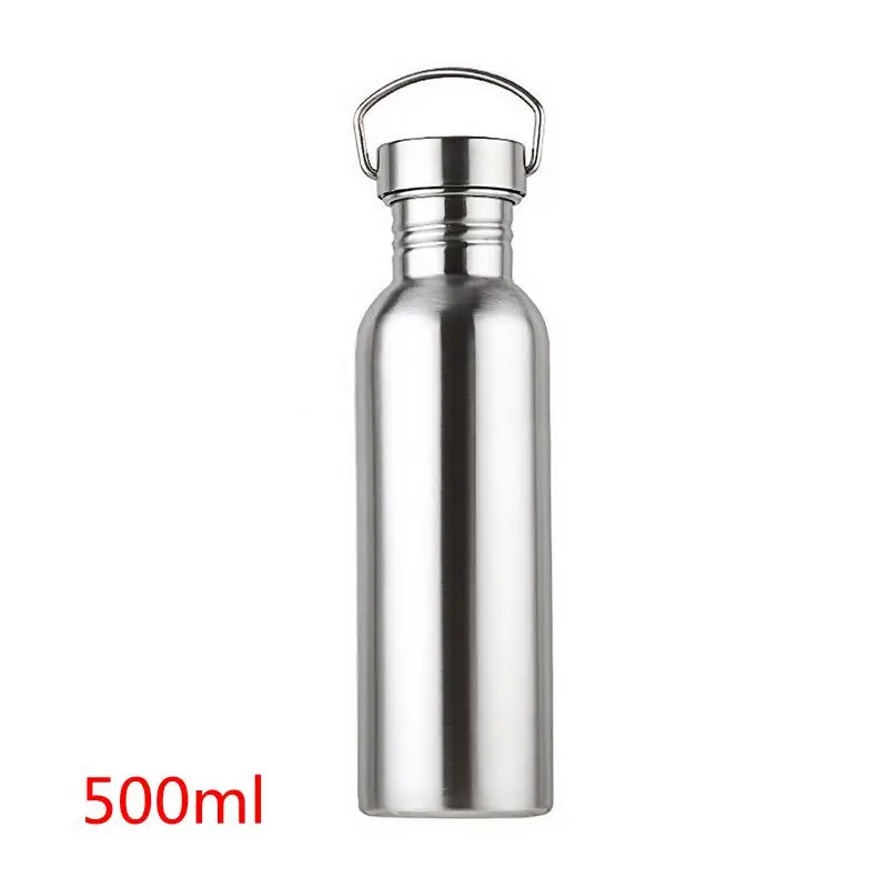 500ml Urijk Fashion 350/500/750ml Large Capacity Stainless Steel Single Layer Sports Kettle Outdoor Bicycle Water Bottles - Цвет: 500ml