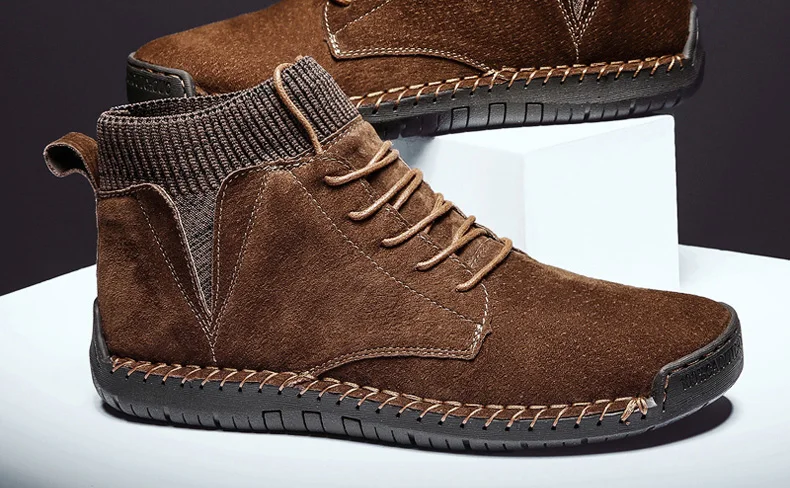 Зимние кожаные повседневные мужские ботинки; Botines Hombre Botas Masculina Bot Erkek Buty Zimowe Stivaletti Uomo; плюшевый мех