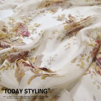 silk chiffon fabric dress light beige elegant real dress shirt cheongsam 100 clothing cloth diy patchwork
