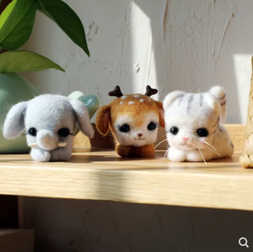 Котята кролики слоны олень собаки куклы-животные. Шерстяной набор для шитья