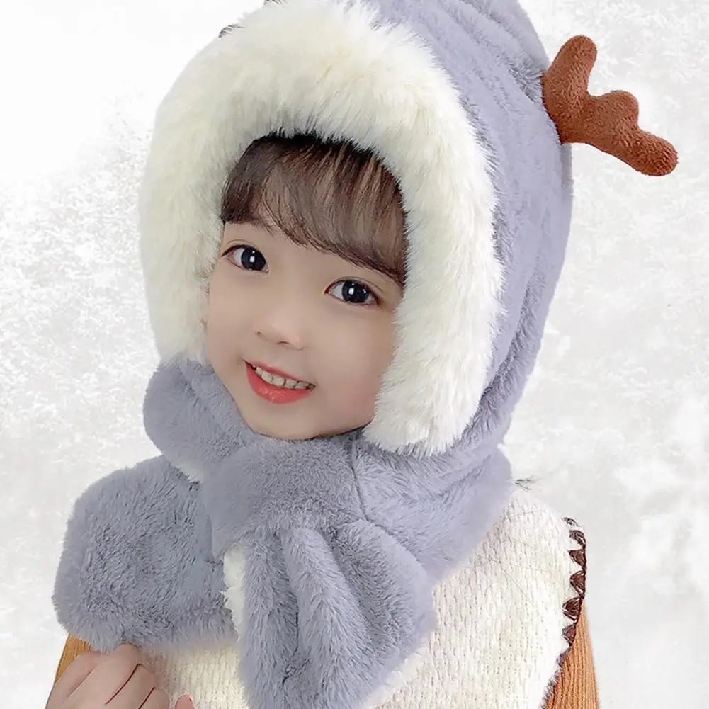 

Cute Antlers Beer Ear Hat Warm Plush Beanies Caps Windproof Fleece Cap Children's Casual Fashion Scarf Novelty Winter Cap W T6y4
