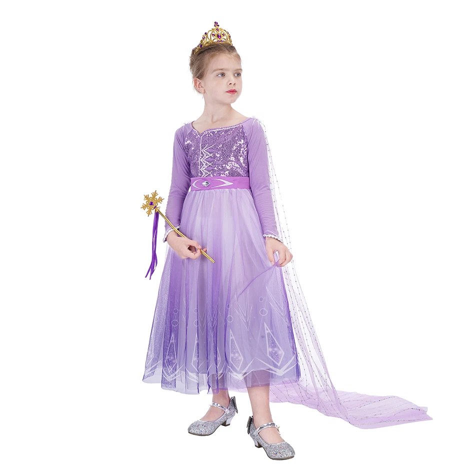 Новое платье Снежной Королевы для девочек Эльзы с блестками необычный костюм