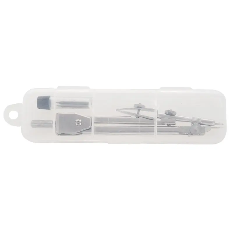 

School Stationery Drawing Tool Silver Tone Metal Drafting Compasses Set