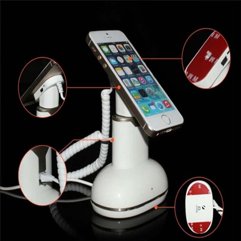 8 Pcs Pack ABS Material White Color Standalone Unit Charging Alarm Function Phone Store Anti-theft Protective Holder
