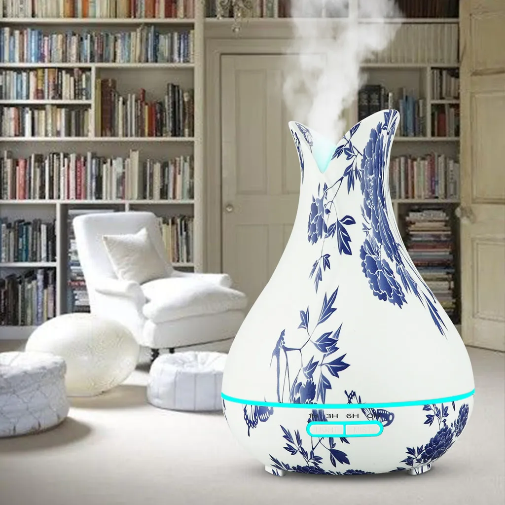 

Usb Air Humidifier Mini Blue And White Porcelain Essential Oil Diffuser Household Aroma Diffuser Aromatherapy With Led Night