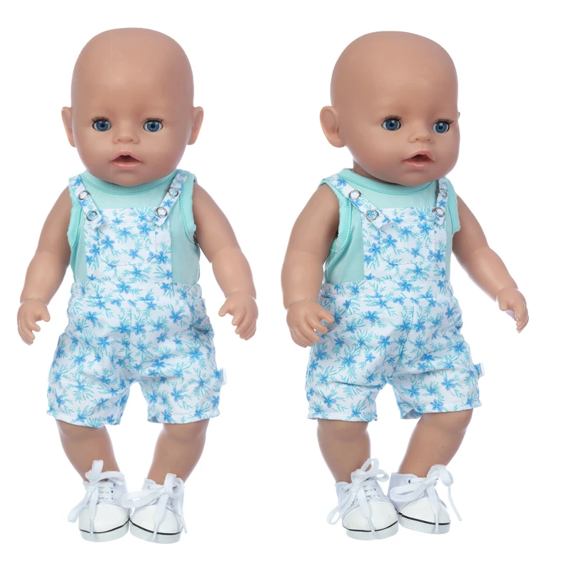 

2021 Blue Overalls Doll Clothes Fit For 43cm baby Doll clothes reborn Doll Accessories