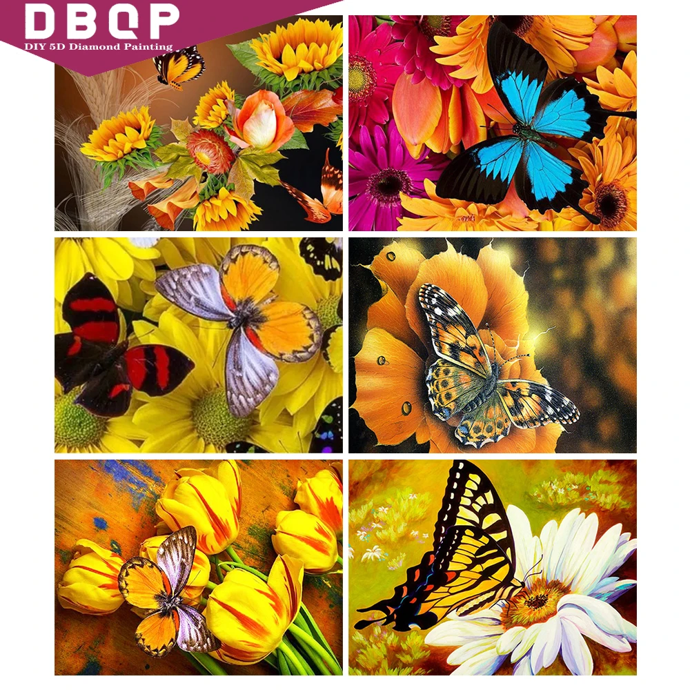 

Butterfly Diamond Paintings DIY 5D Round Drill Diamond Embroidery Flower Mosaic Animal Rhinestones Home Art Kits