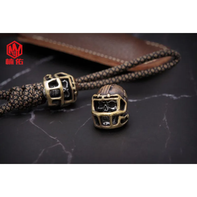 1PC Skull Rugby Hat Football cap Reteo Bronze Tibetan Silver EDC Paracord Beads Umbrella Rope Cord Lanyard Pendants Knife Beads
