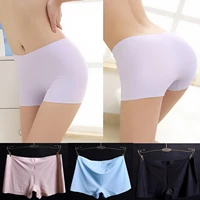 2021 summer new style ice silk ladies breathable four corner boxer shorts solid color cotton file anti empty safety pants women